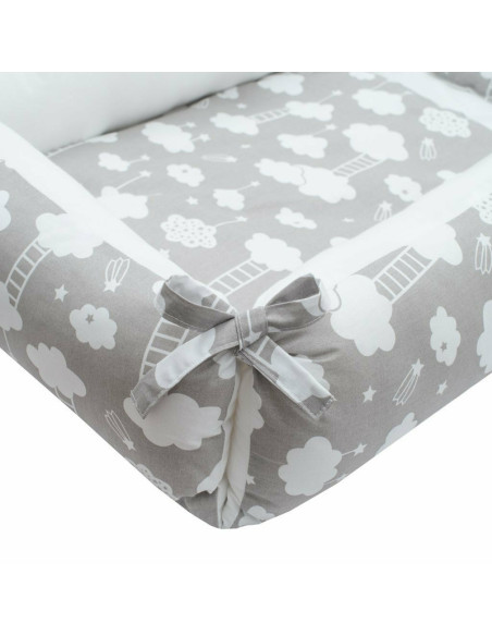 BN-42794,Set 3 piese, Baby Nest multifunctional, Cu paturica si pernuta cu urechi, New Baby, Cloud Grey