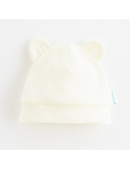 BN-51008,Caciulita nou nascut, Cu urechi, Marime 56, Din bumbac 100%, New Baby, Beige