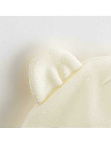BN-51008,Caciulita nou nascut, Cu urechi, Marime 56, Din bumbac 100%, New Baby, Beige