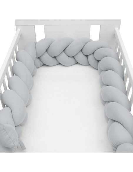 BN-46895,Protectie laterala pentru patut, Tip Bumper impletit, Din muselina, Din materiale certificate Oeko Tex Standard 100, Ne