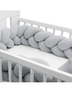 BN-46895,Protectie laterala pentru patut, Tip Bumper impletit, Din muselina, Din materiale certificate Oeko Tex Standard 100, Ne 2