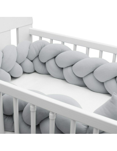 BN-46895,Protectie laterala pentru patut, Tip Bumper impletit, Din muselina, Din materiale certificate Oeko Tex Standard 100, Ne