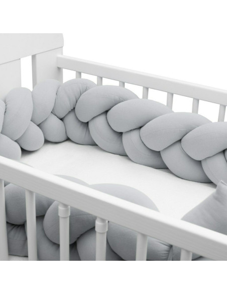 BN-46895,Protectie laterala pentru patut, Tip Bumper impletit, Din muselina, Din materiale certificate Oeko Tex Standard 100, Ne