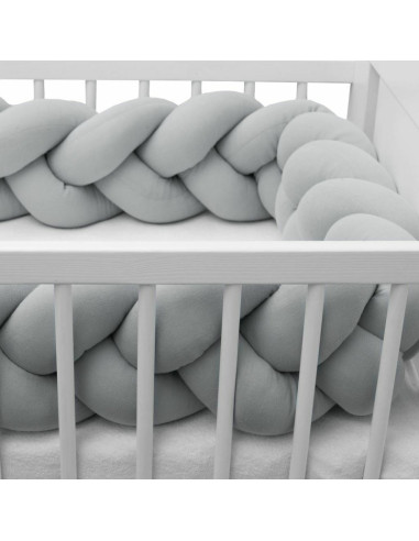 BN-46895,Protectie laterala pentru patut, Tip Bumper impletit, Din muselina, Din materiale certificate Oeko Tex Standard 100, Ne