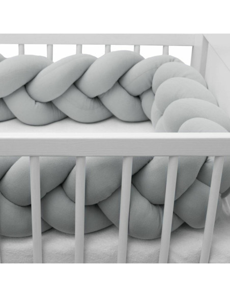 BN-46895,Protectie laterala pentru patut, Tip Bumper impletit, Din muselina, Din materiale certificate Oeko Tex Standard 100, Ne