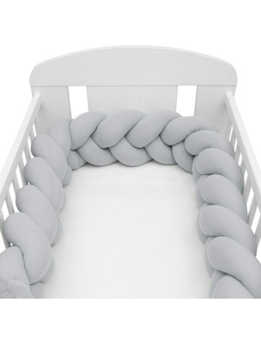 BN-46895,Protectie laterala pentru patut, Tip Bumper impletit, Din muselina, Din materiale certificate Oeko Tex Standard 100, Ne
