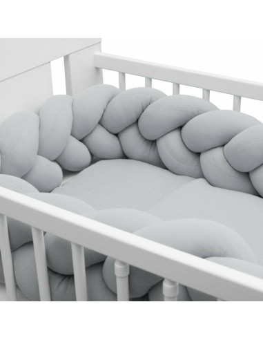 BN-46895,Protectie laterala pentru patut, Tip Bumper impletit, Din muselina, Din materiale certificate Oeko Tex Standard 100, Ne