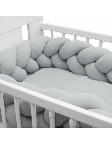 BN-46895,Protectie laterala pentru patut, Tip Bumper impletit, Din muselina, Din materiale certificate Oeko Tex Standard 100, Ne