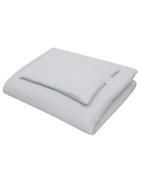 BN-47293,Lenjerie patut 2 piese, Din Muselina, Cu perna si pilota, 100x70 cm, Din materiale certificate Oeko Tex Standard 100, N