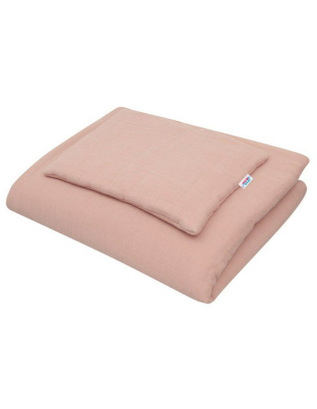 BN-47298,Lenjerie patut 2 piese, Din Muselina, Cu perna si pilota, 100x70 cm, Din materiale certificate Oeko Tex Standard 100, N