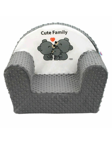 BN-41222,Fotoliu din burete pentru copii, Din tesatura minky, Cute Family, New Baby, 9 luni - 5 ani, Cu Husa detasabila, Gray