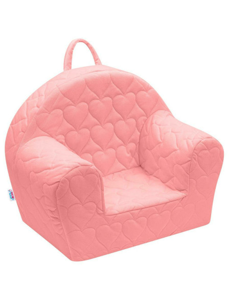 BN-48053,Fotoliu din burete pentru copii, Cu buzunar lateral, Din tesatura de catifea, Cu Husa detasabila, Hearts, Din materiale