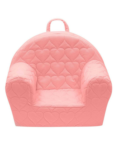 BN-48053,Fotoliu din burete pentru copii, Cu buzunar lateral, Din tesatura de catifea, Cu Husa detasabila, Hearts, Din materiale