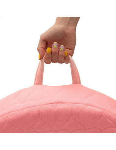 BN-48053,Fotoliu din burete pentru copii, Cu buzunar lateral, Din tesatura de catifea, Cu Husa detasabila, Hearts, Din materiale