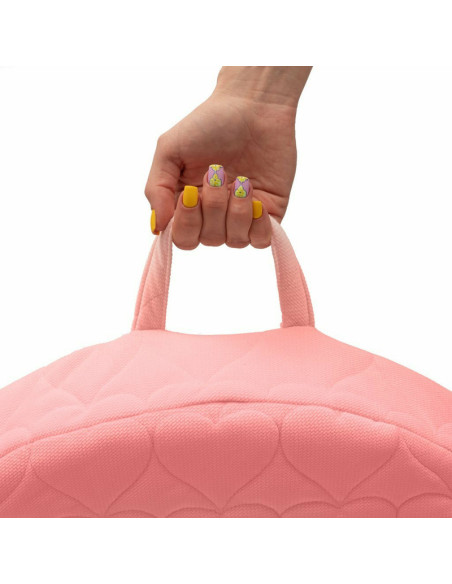 BN-48053,Fotoliu din burete pentru copii, Cu buzunar lateral, Din tesatura de catifea, Cu Husa detasabila, Hearts, Din materiale