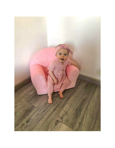 BN-48053,Fotoliu din burete pentru copii, Cu buzunar lateral, Din tesatura de catifea, Cu Husa detasabila, Hearts, Din materiale