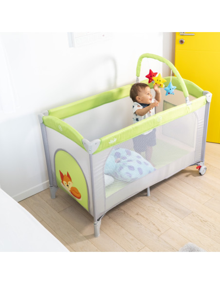 JU7980-Freddie-Fox,Patut pliant 2 nivele Juju Sleepy Baby, Freddie Fox