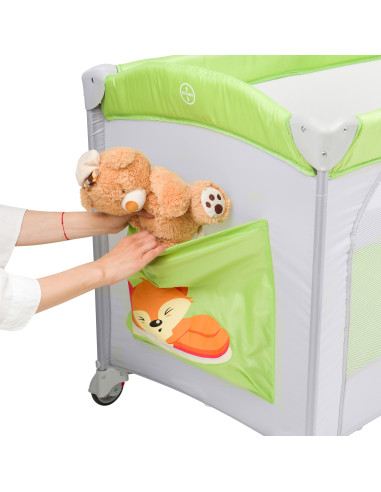 JU7980-Freddie-Fox,Patut pliant 2 nivele Juju Sleepy Baby, Freddie Fox