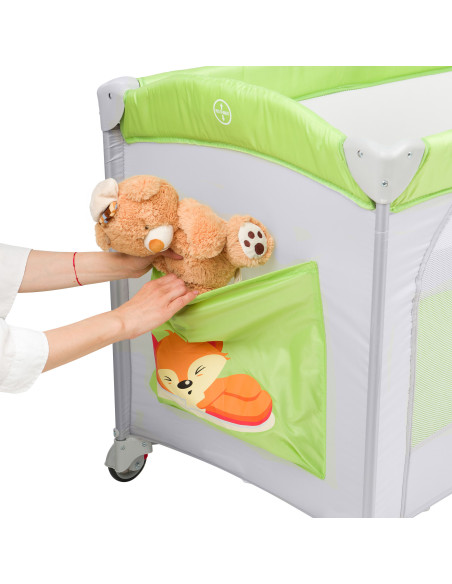 JU7980-Freddie-Fox,Patut pliant 2 nivele Juju Sleepy Baby, Freddie Fox