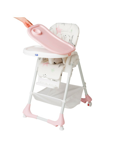 JU1011-Pink-Stars,Scaun de masa Juju Eat&Joy, Pink Stars