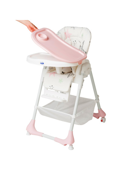 JU1011-Pink-Stars,Scaun de masa Juju Eat&Joy, Pink Stars