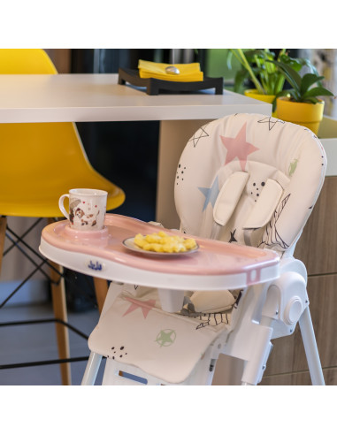 JU1011-Pink-Stars,Scaun de masa Juju Eat&Joy, Pink Stars