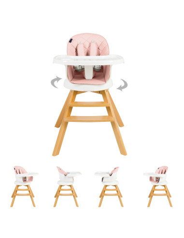 JU1021-Pink,Scaun de masa 3 in 1 Juju Eat&Twist, Roz