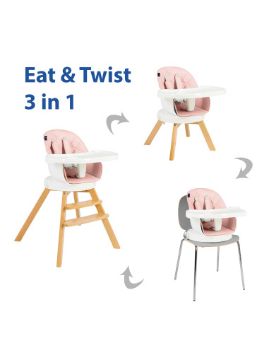 JU1021-Pink,Scaun de masa 3 in 1 Juju Eat&Twist, Roz