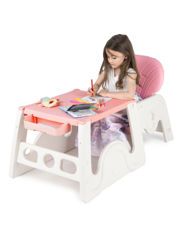 JU3003-K03-Pink,Scaun de masa transformabil Juju Eat&Play V2, Roz
