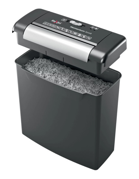 2104568EU,Distrugator manual documente MOMENTUM S206, 6 coli, P2, strip-cut (tip fasii) Rexel "2104568EU" (include TV 35lei)