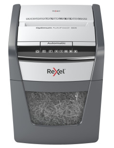 2020050XEU,Distrugator automat documente Rexel OPTIMUM 50X, 50 coli, P4, cross-cut (tip confeti), cos 20 litri, negru-gri, "2020