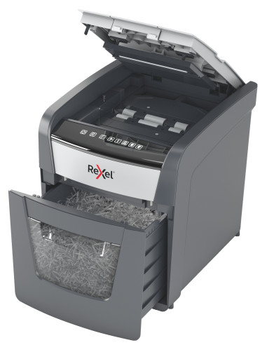 2020050XEU,Distrugator automat documente Rexel OPTIMUM 50X, 50 coli, P4, cross-cut (tip confeti), cos 20 litri, negru-gri, "2020