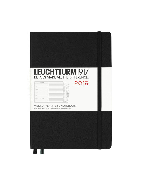 LT357798,Agenda saptamanala+caiet a5 2019 negru leuchtturm
