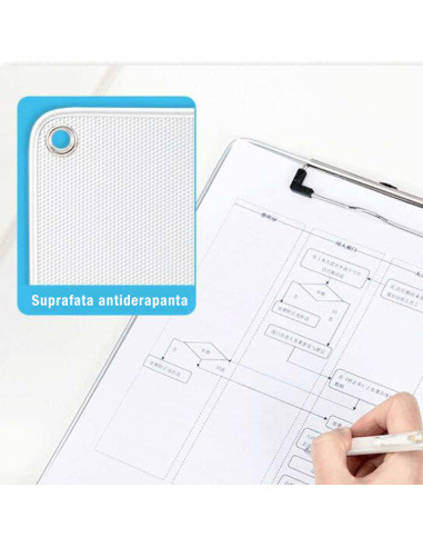 DL64504,Clipboard simplu metal cu rigla deli