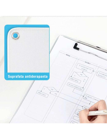 DL64504,Clipboard simplu metal cu rigla deli