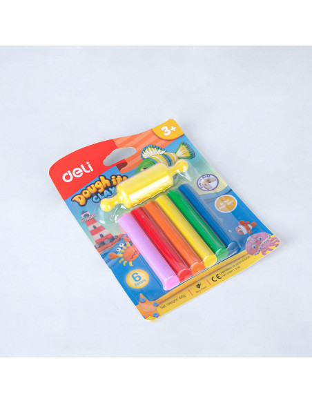 DLED75011,Plastilina 6 culori 60g + forma modelaj deli