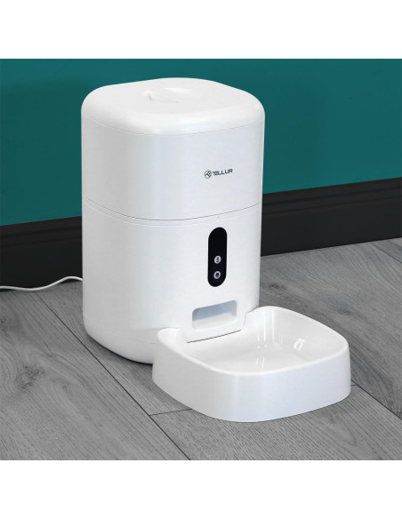 TLL331461,Tellur Dispenser de mancare Smart pentru animale de companie, capacitate 4L, Alb