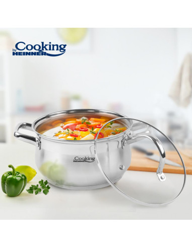 HR-MSF-036,Semioara inox + capac, 20 X 11.5 cm, 3.6 L, AMIRA HR-MSF-036,Semioara inox + capac, 20 X 11.5 cm, 3.6 L, AMIRA