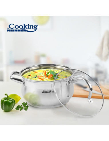 HR-MSF-026,Semioara inox + capac 18 X 10.5 cm, 2.6 L, AMIRA HR-MSF-026,Semioara inox + capac 18 X 10.5 cm, 2.6 L, AMIRA