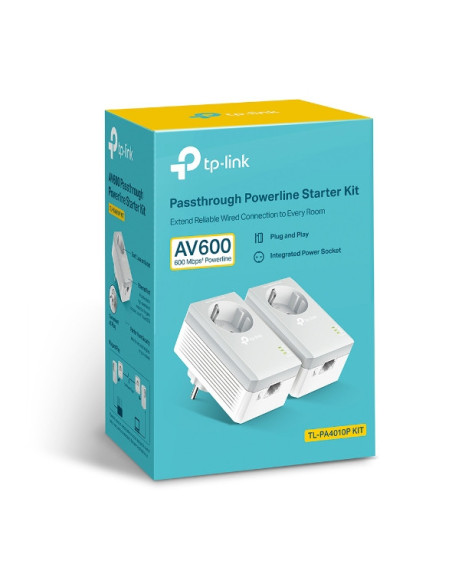 TL-PA4010PKIT,TP-Link Kit POWERLINE, HomePlug AV, 500Mbps, Ultra Compact Size,PassThrough, Green Powerline, Plug and Play, 2 buc