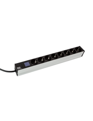 800.2054,PDU BACHMANN, 1U pt. rack 19 inch, 8 prize Schuko, intrare Schuko, max 16 A, cablu 2 m, negru, "800.2054"