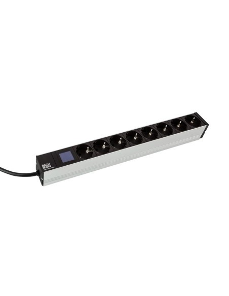 800.2054,PDU BACHMANN, 1U pt. rack 19 inch, 8 prize Schuko, intrare Schuko, max 16 A, cablu 2 m, negru, "800.2054"