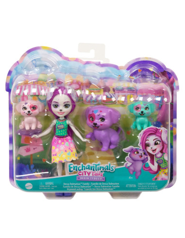 MTHKN14,Enchantimals City Tails Main Street Familia Dessei Dalmatian