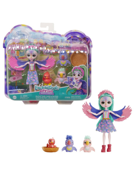 MTHKN15,Enchantimals City Tails Main Street Familia Filiei Finch