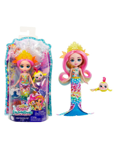 MTFNH22_HCF68,Enchantimals Papusi Si Animalute Radia Rainbow Fish Si Flo