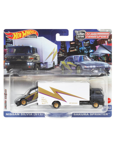 MTFLF56_HKF41,Hot Wheels Transportator Sakura Sprinter Cu Masinuta Nissan Silvia Scara 1:64