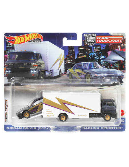 MTFLF56_HKF41,Hot Wheels Transportator Sakura Sprinter Cu Masinuta Nissan Silvia Scara 1:64