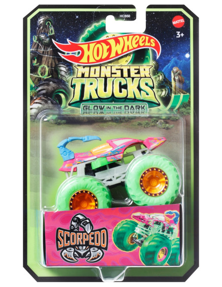 MTHCB50_HGD10,Hot Wheels Monster Truck Glow In The Dark Masinuta Scorpedo Scara 1:64