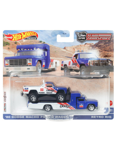 MTFLF56_HKF38,Hot Wheels Transportator Retro Rig Cu Masinuta Dodge Macho Power Wagon Scara 1:64
