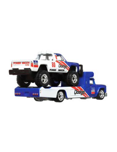 MTFLF56_HKF38,Hot Wheels Transportator Retro Rig Cu Masinuta Dodge Macho Power Wagon Scara 1:64